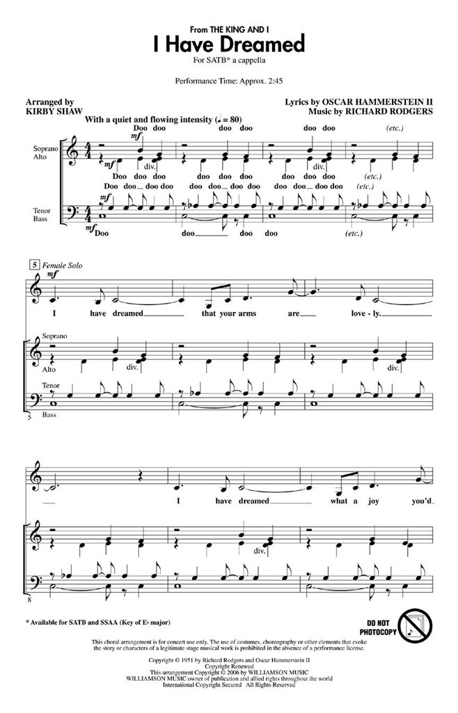 I Have Dreamed (The King And I) (SATB)