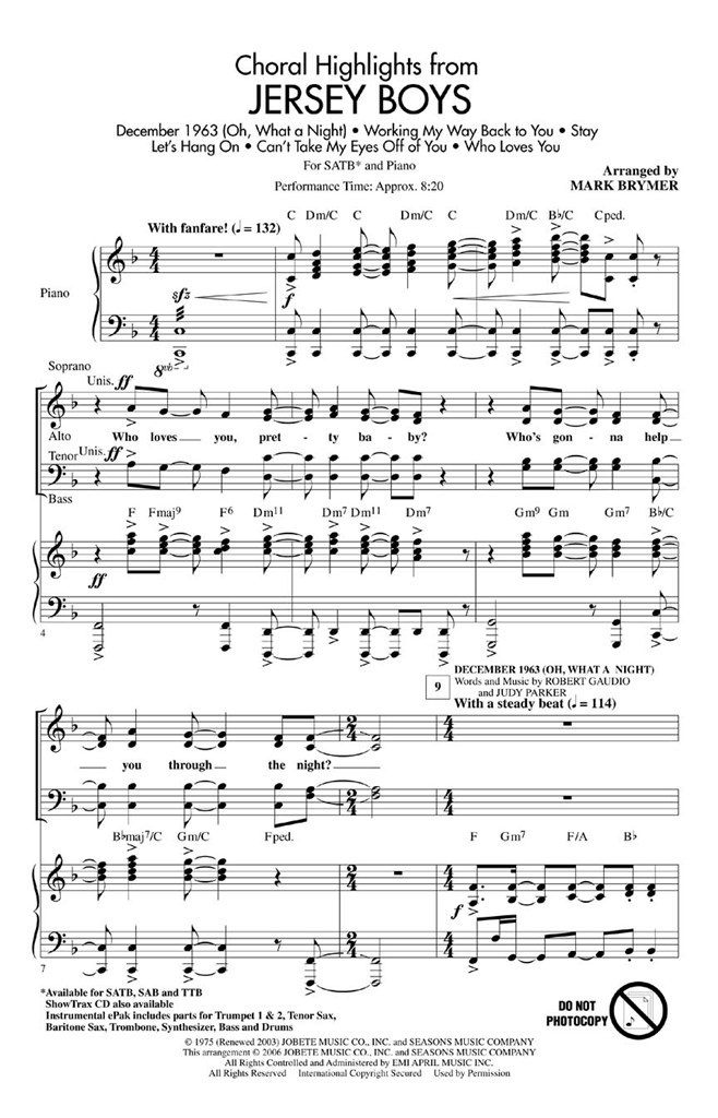 Jersey Boys (Choral Highlights)