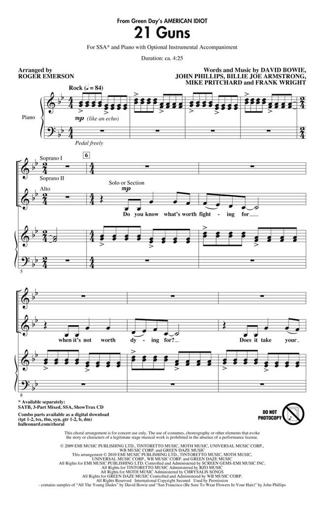 21 Guns from Green Day's American Idiot