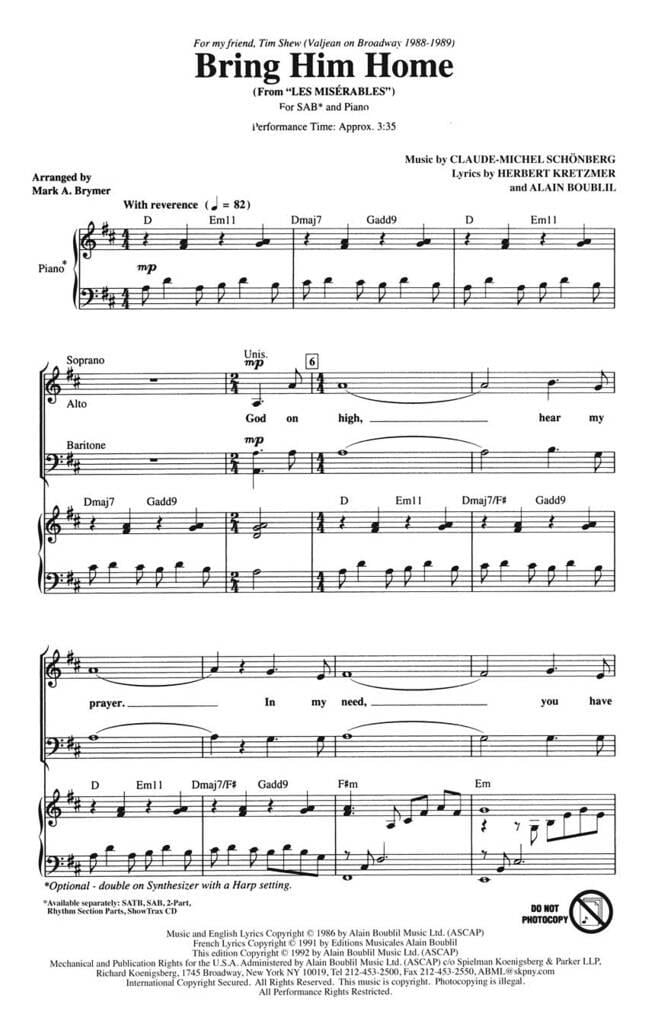 Bring him home (Les misérables)