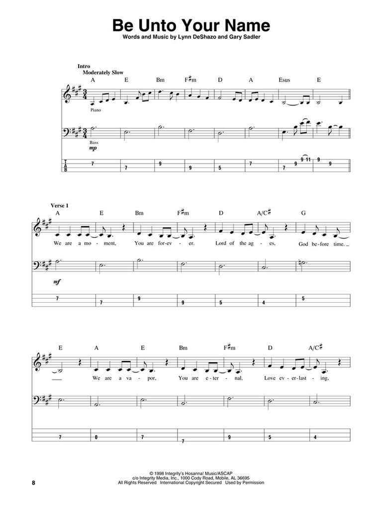 Holy is the Lord - Bass Guitar Edition