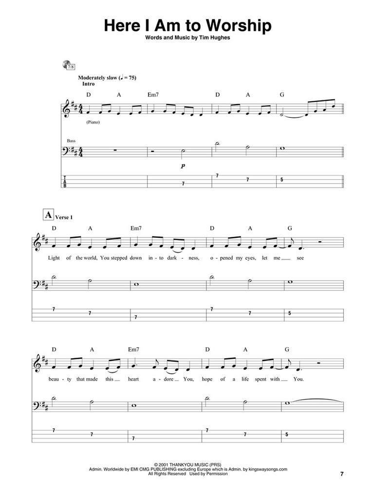 Here I Am To Worship - Bass Guitar Edition