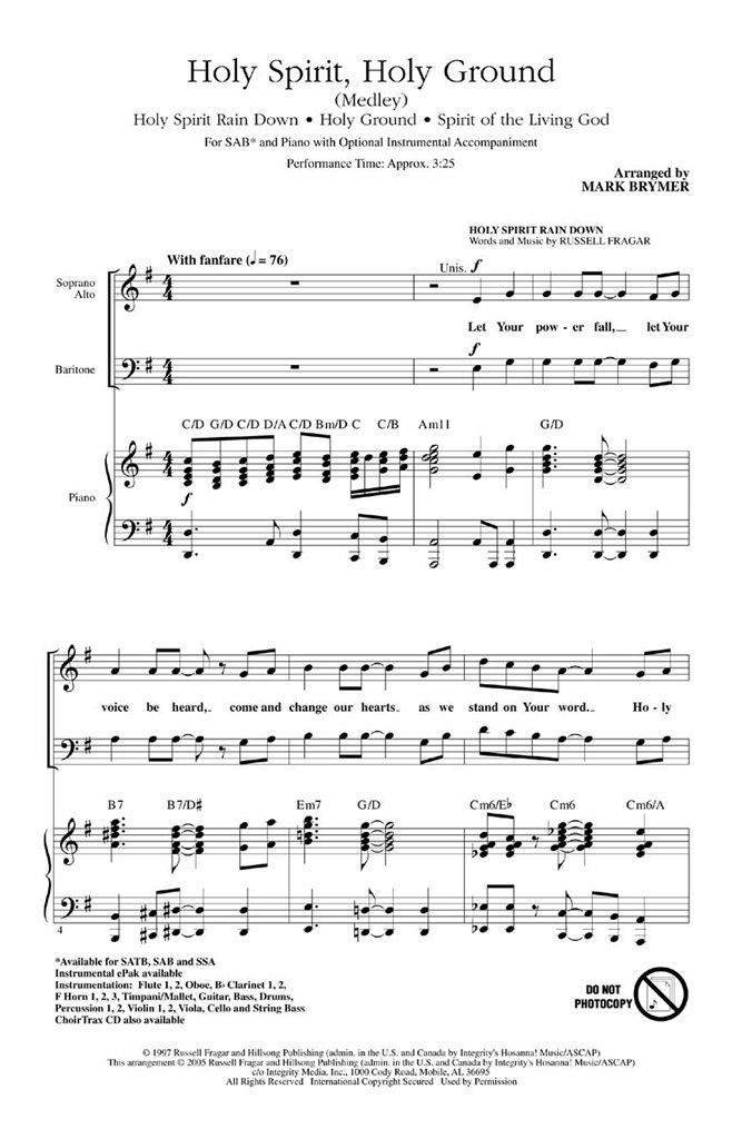 Holy Spirit, Holy Ground Medley