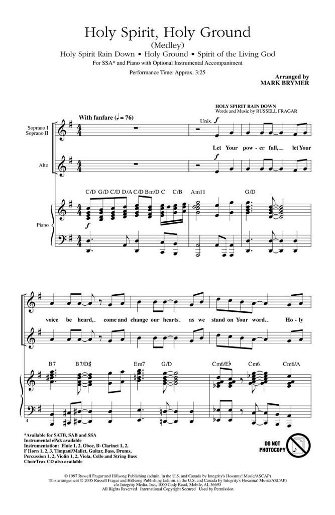 Holy Spirit, Holy Ground Medley
