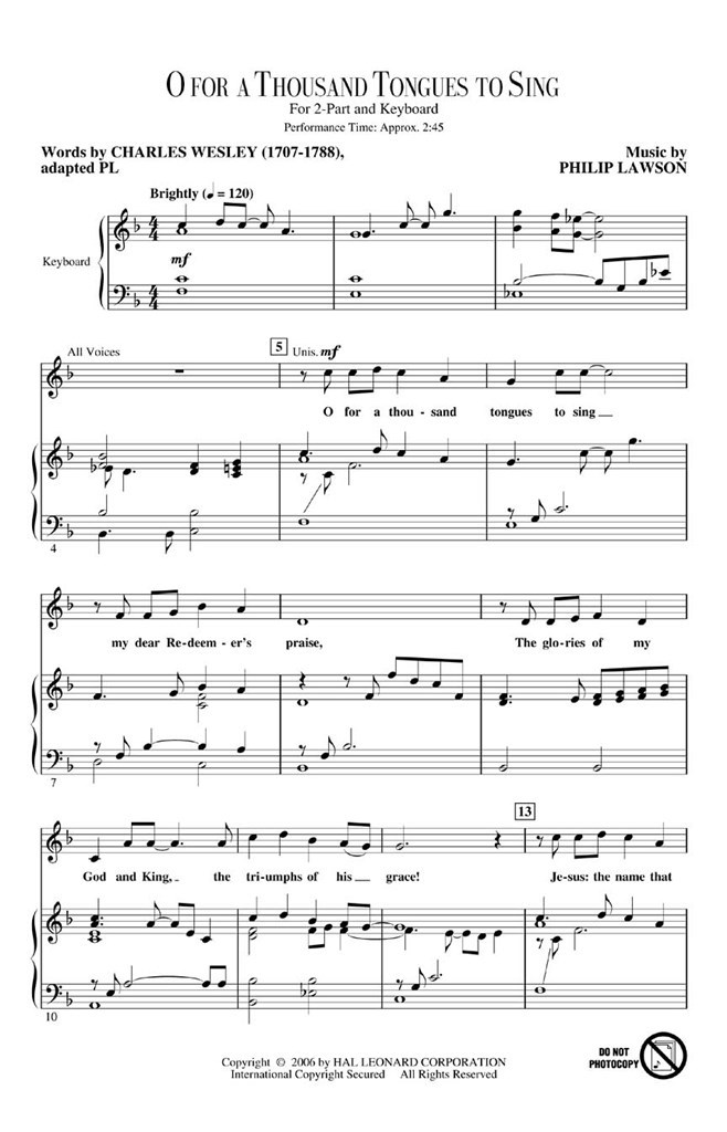 O for a Thousand Tongues to Sing