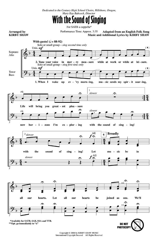With The Sound Of Singing