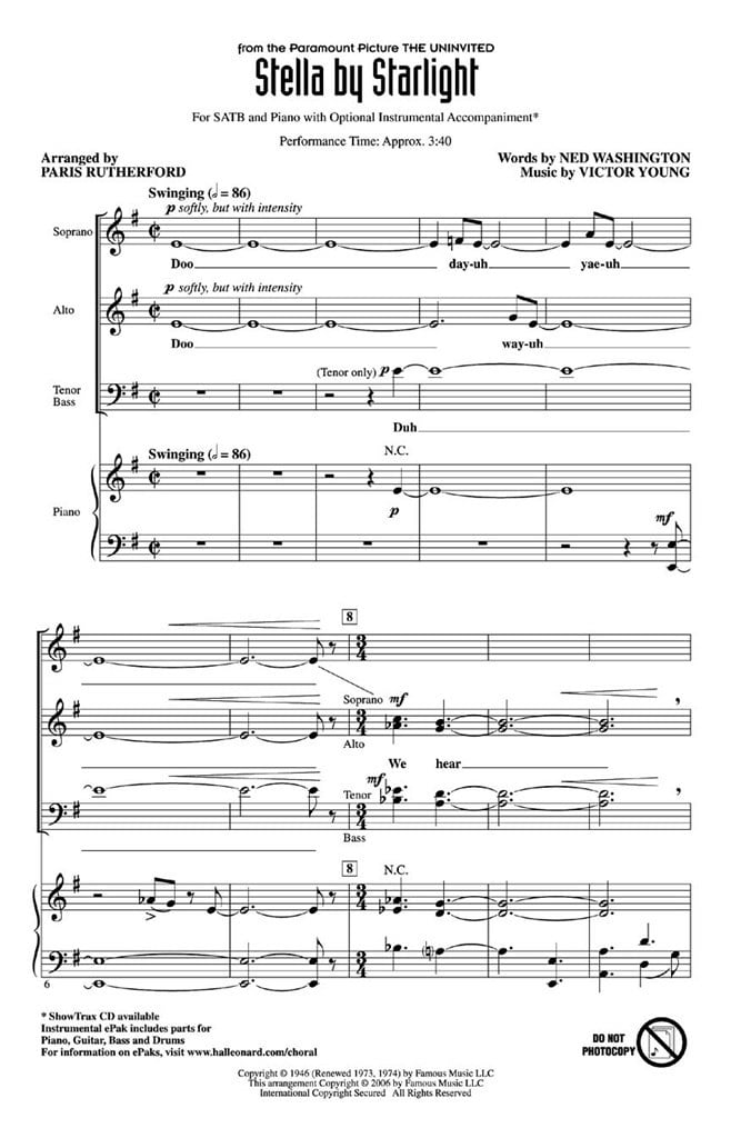 Stella By Starlight (The Uninvited) - SATB