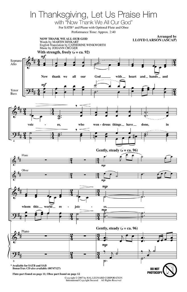 In Thanksgiving, Let Us Praise Him