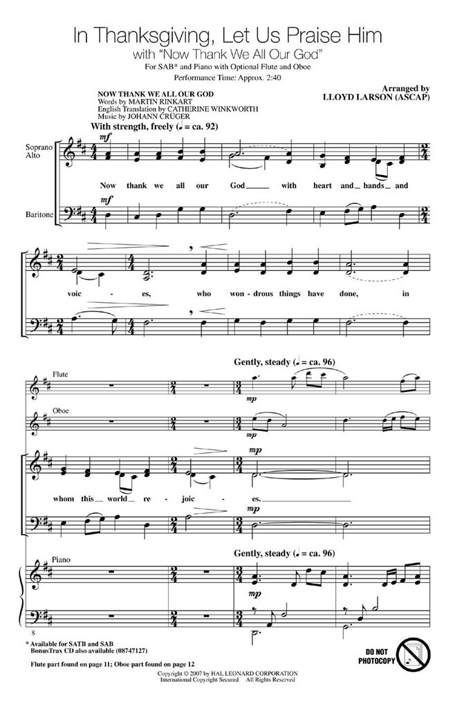In Thanksgiving, Let Us Praise Him