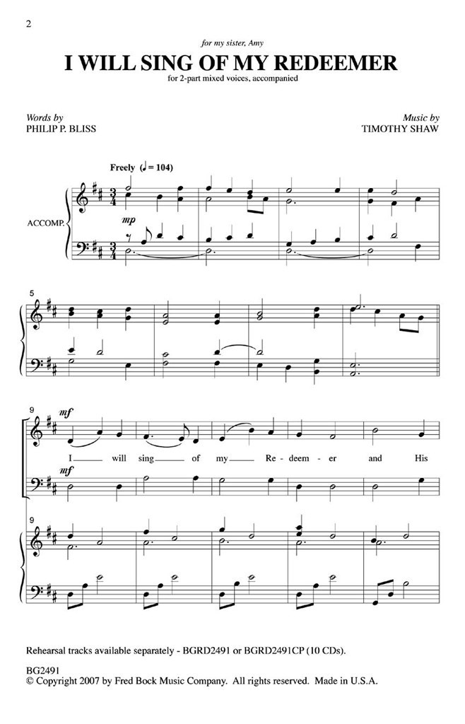 I Will Sing Of My Redeemer