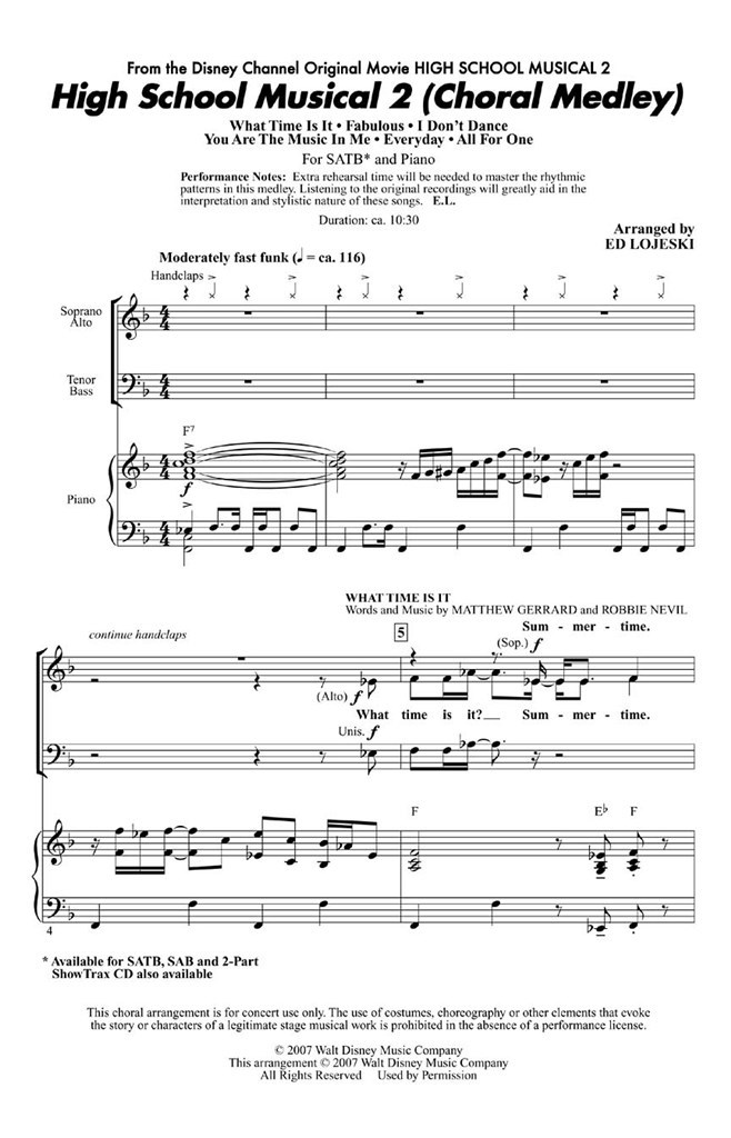 High School Musical 2 (Choral Medley)