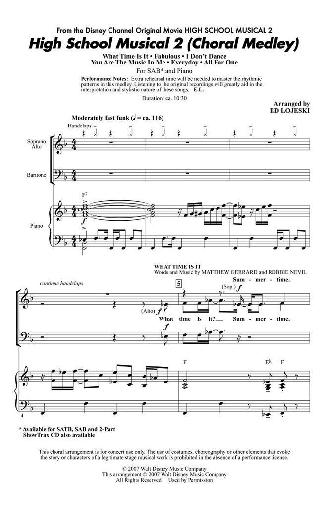 High School Musical 2 (Choral Medley)