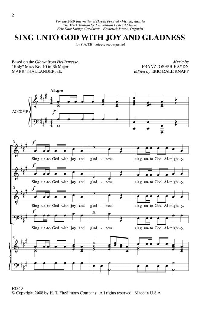 Sing Unto God With Joy And Gladness