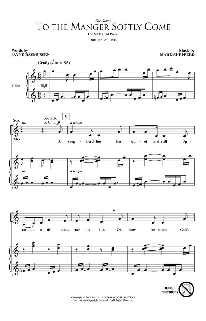 To the Manger Softly Come