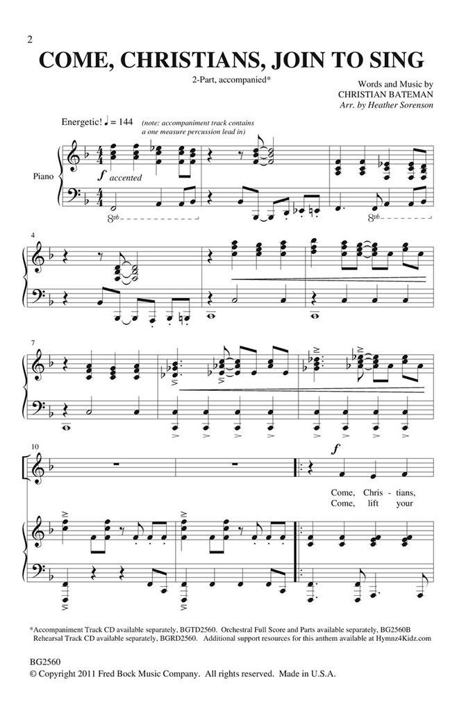Come, Christians, Join To Sing Score And Parts Cd