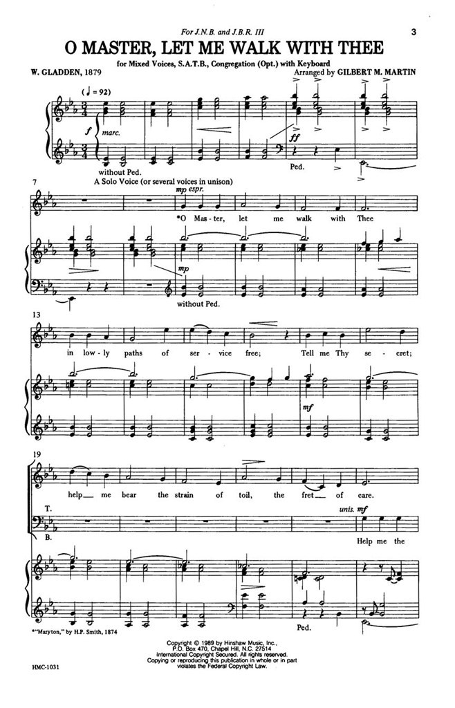 O Master, Let Me Walk With Thee