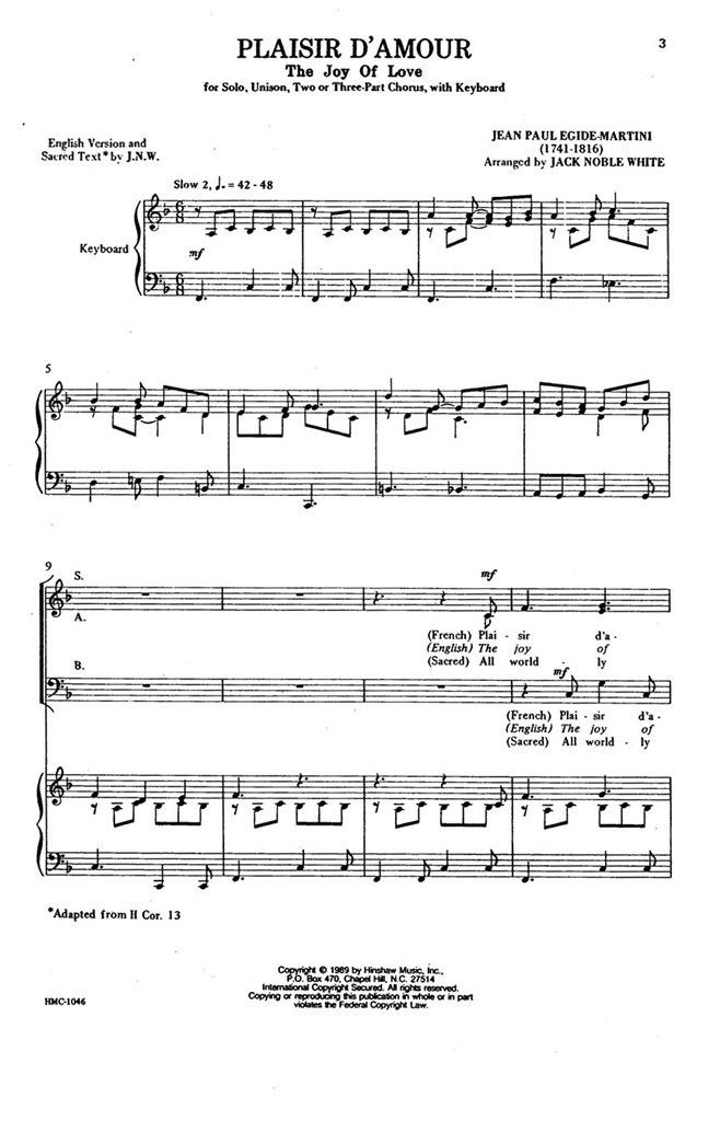 Plaisir D'amour (The Joy Of Love)