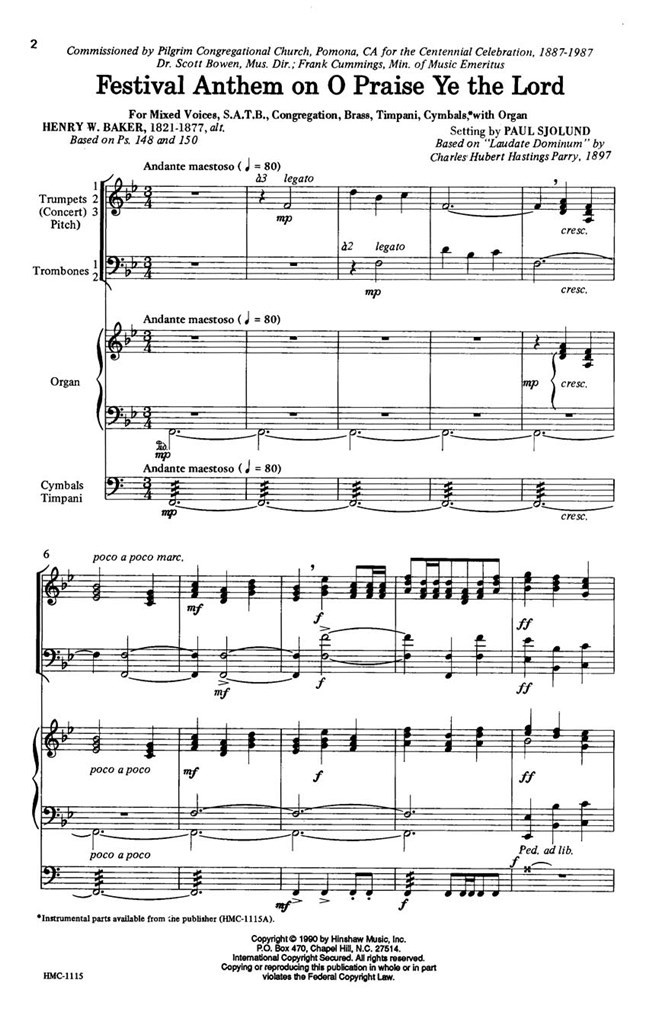 Festival Anthem On O Praise Ye The Lord