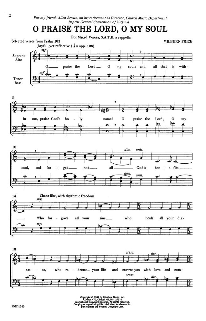 O Praise The Lord, O My Soul