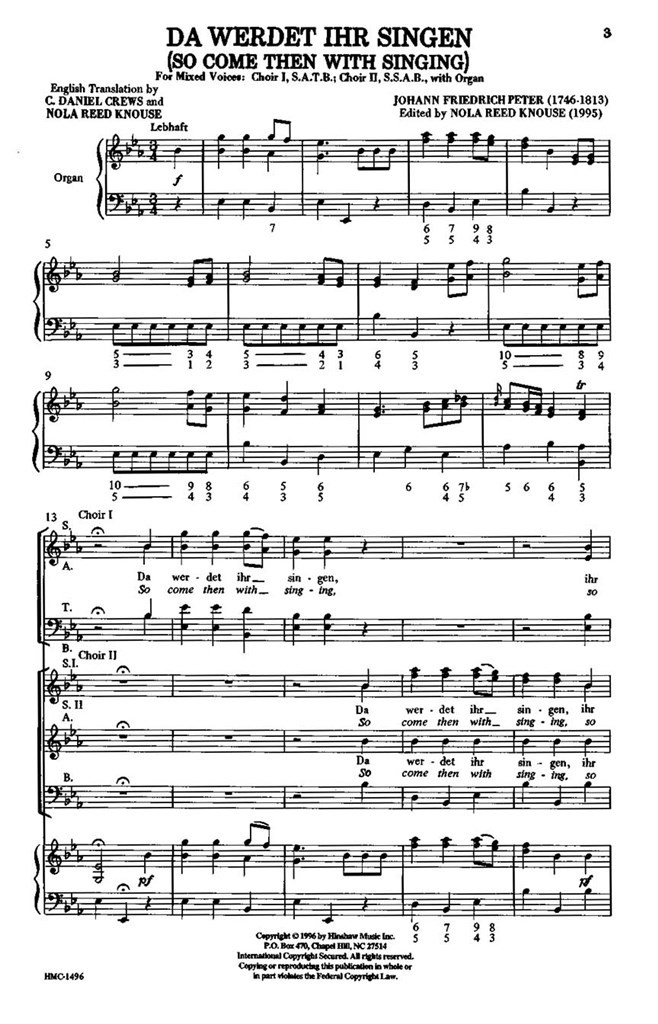 So Come Then With Singing (Da Werdet Ihr Singen)