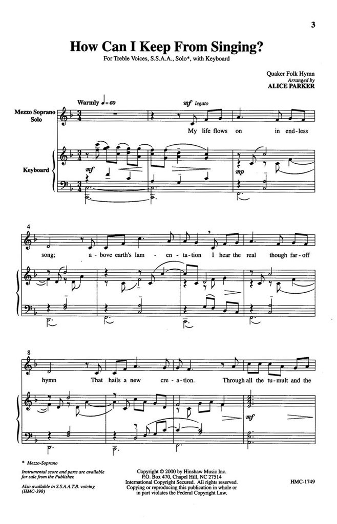 How Can I Keep From Singing?
