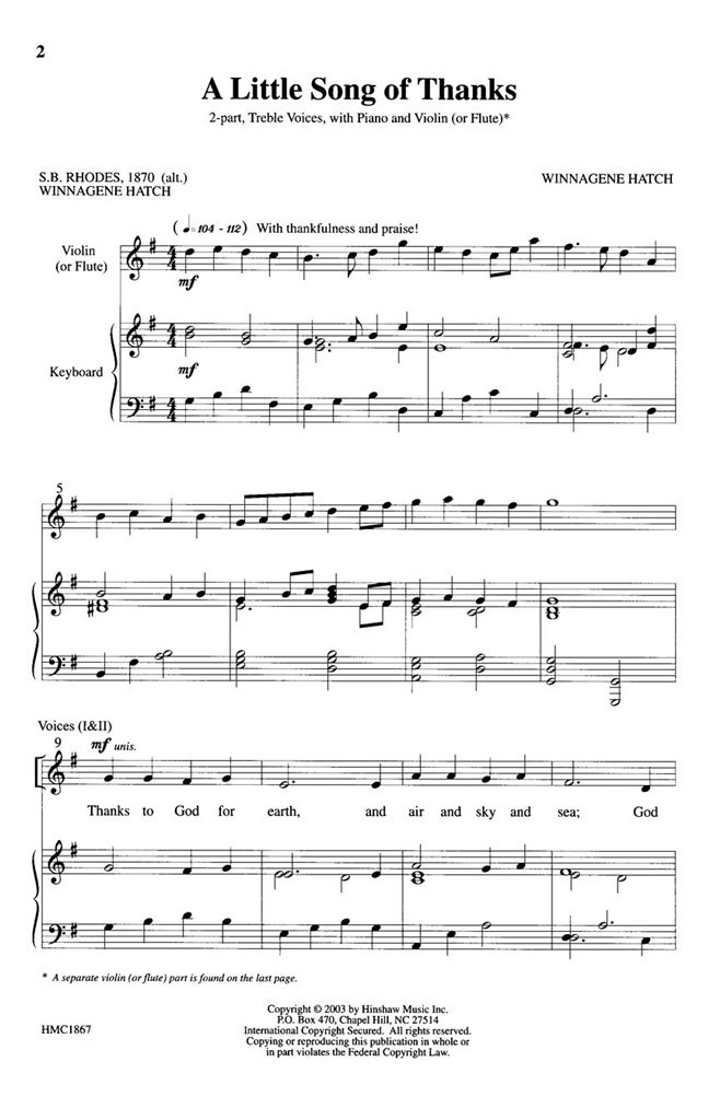 A Little Song Of Thanks