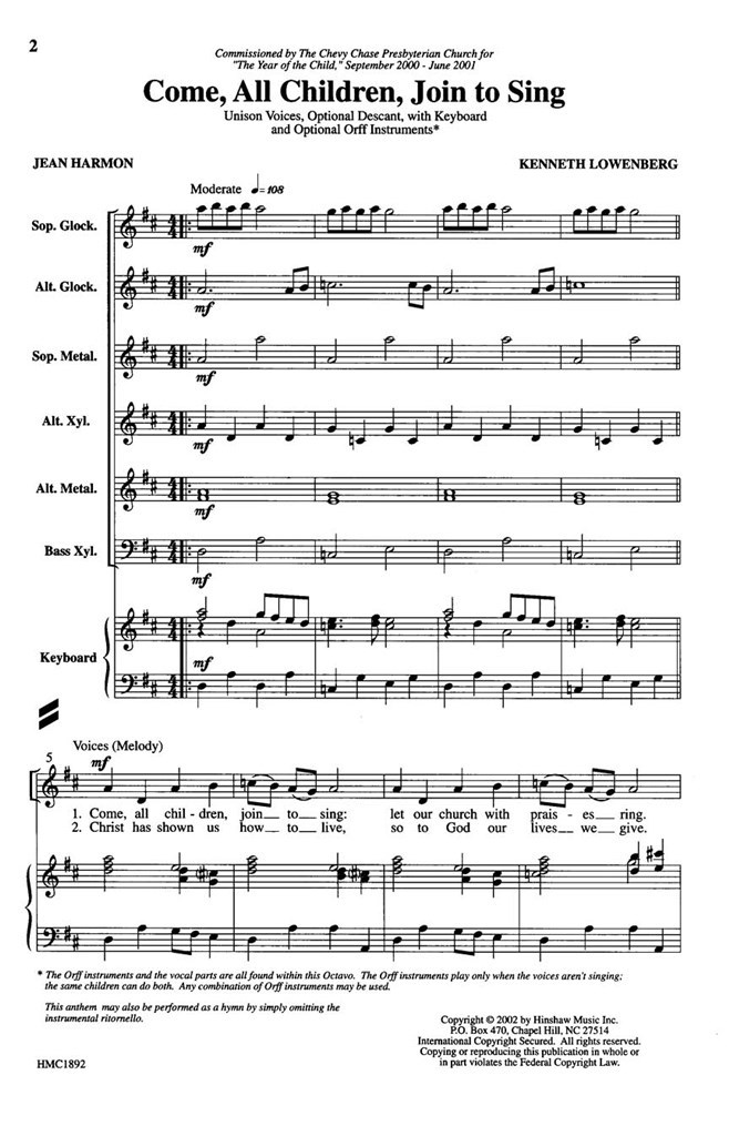 Come, All Children, Join To Sing
