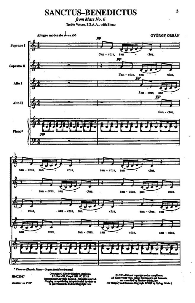 Sanctus-Benedictus (From Mass #6)