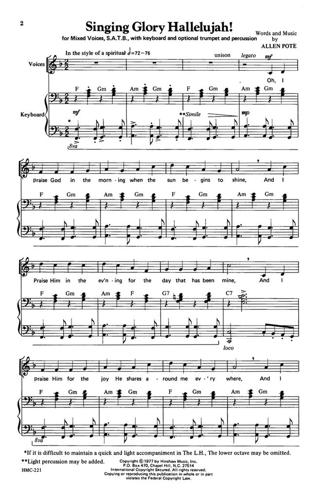 Singing Glory Hallelujah
