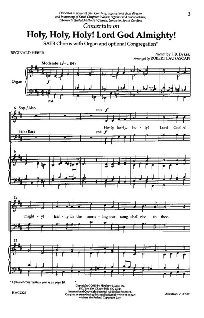 Concertato On Holy, Holy, Holy, Lord God Almighty