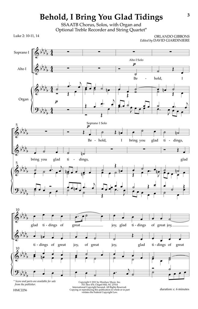 Behold, I Bring You Glad Tidings