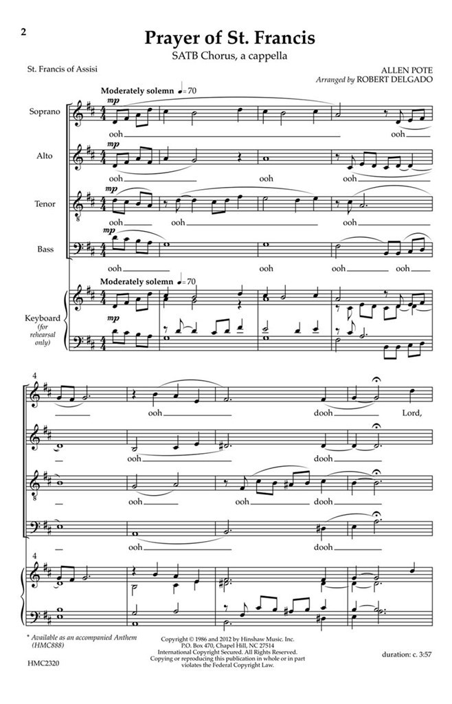 Prayer Of St Francis(Delgado Setting, A Cappella)