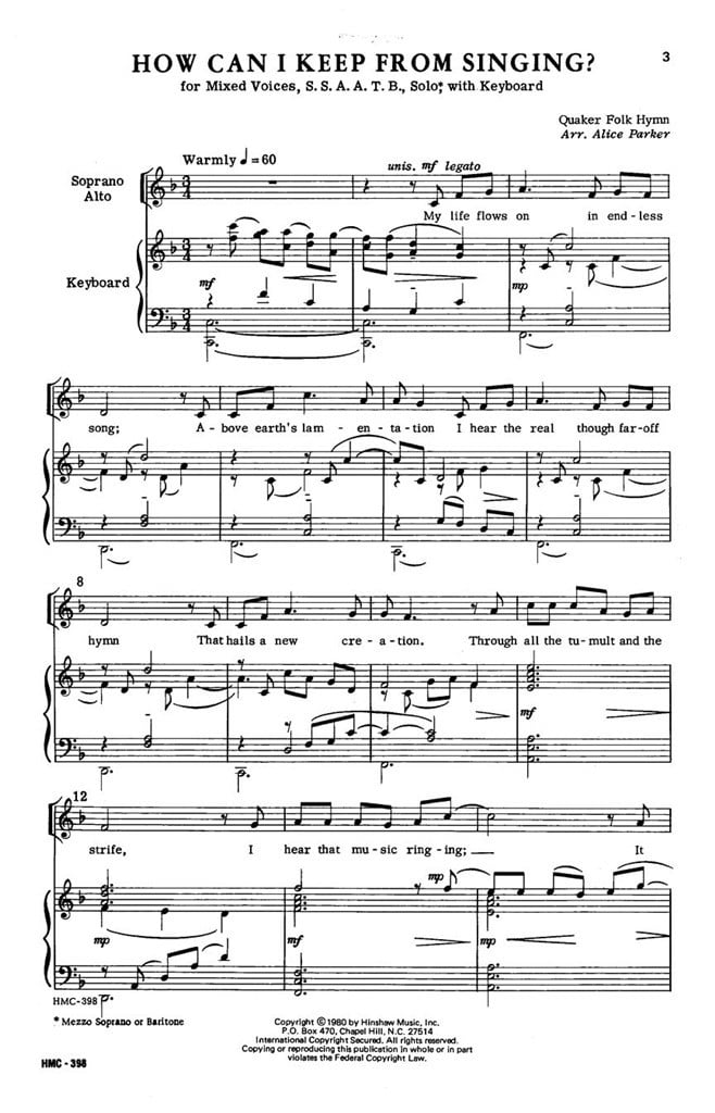 How Can I Keep From Singing?