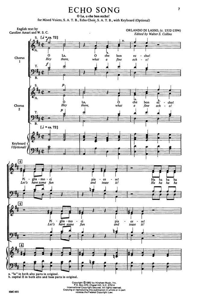 Echo Song(O La, O Che Bon Eccho!)
