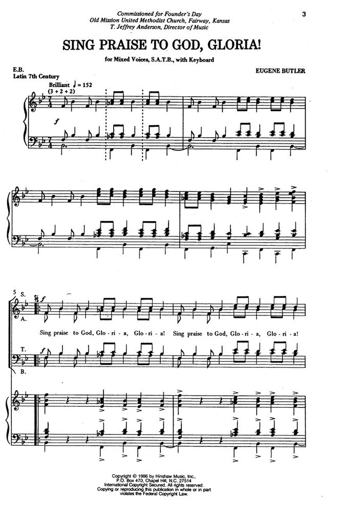 Sing Praise To God, Gloria !