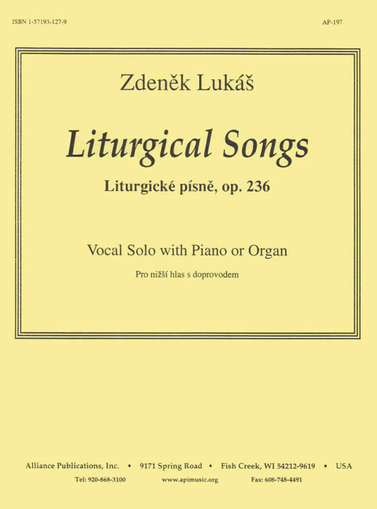 Liturgical Songs, Op. 236 - Low Vc-pno-org