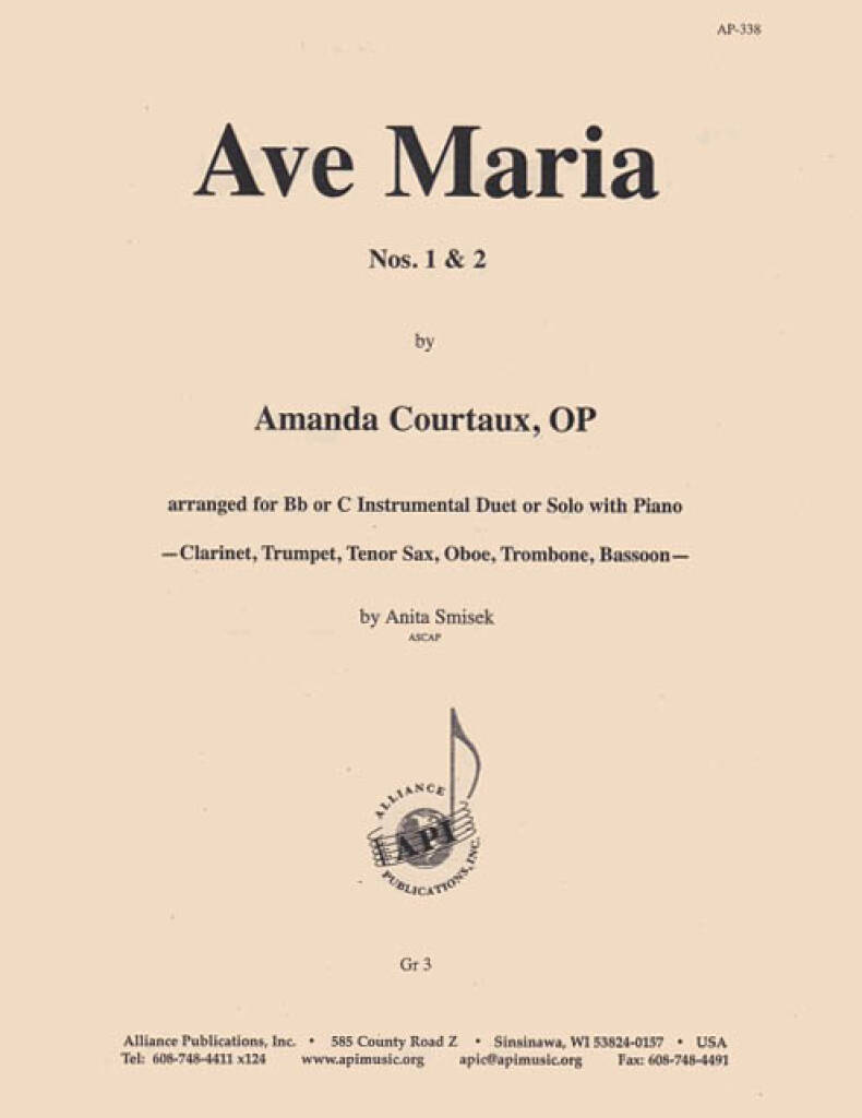Ave Maria Nos. 1 & 2 - Ww Or Br Solo Or Duet/pno