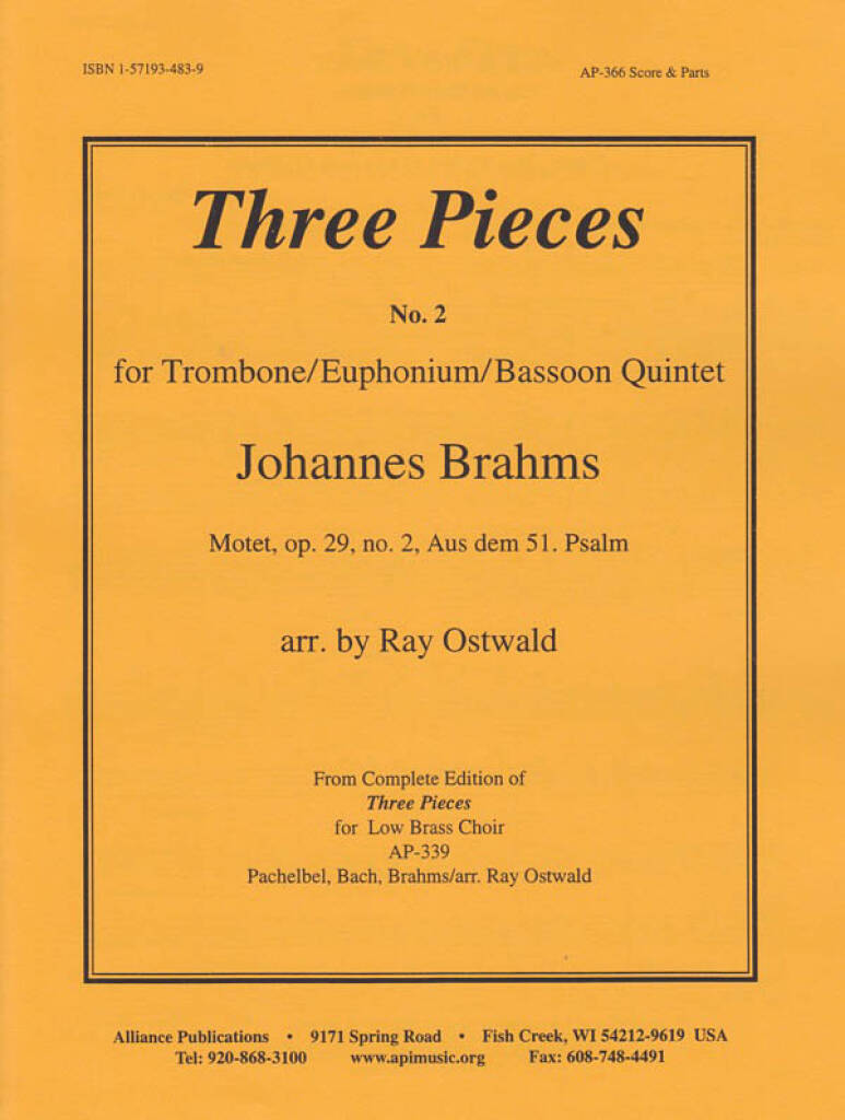 Three Pieces - Brahms-ostwald - No. 2 - Low Br Qnt