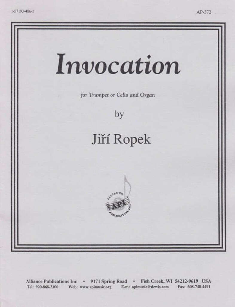Invocation For Trumpet Or Vc & Organ