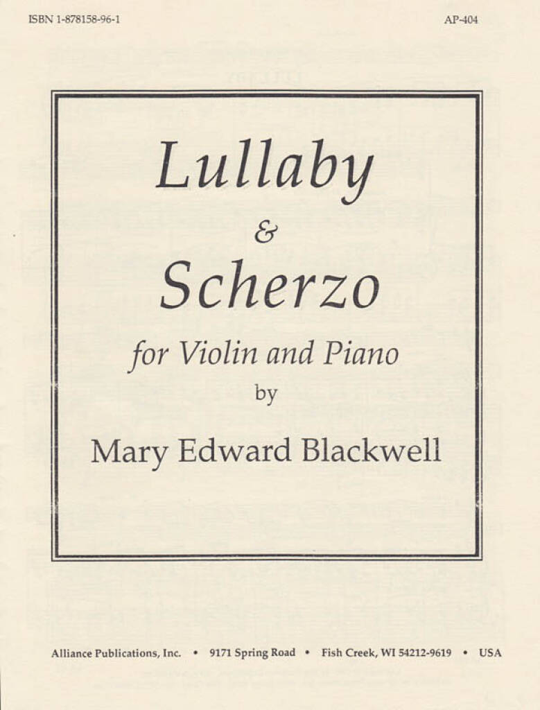 Lullaby And Scherzo -vln-pno