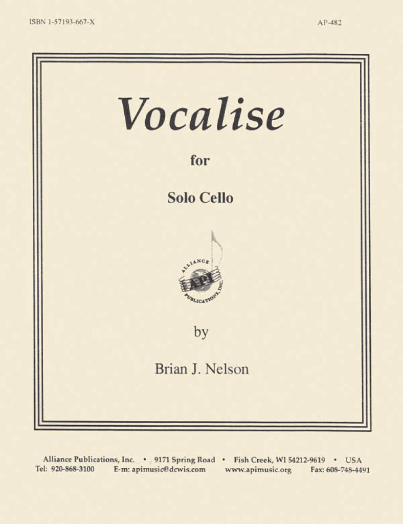 Vocalise For Solo Cello