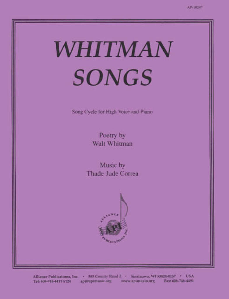 Whitman Songs For Voice & Piano