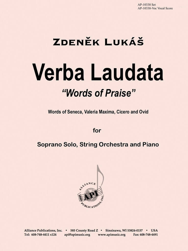 Verba Laudata (words Of Praise) - Soprano/stgs Set