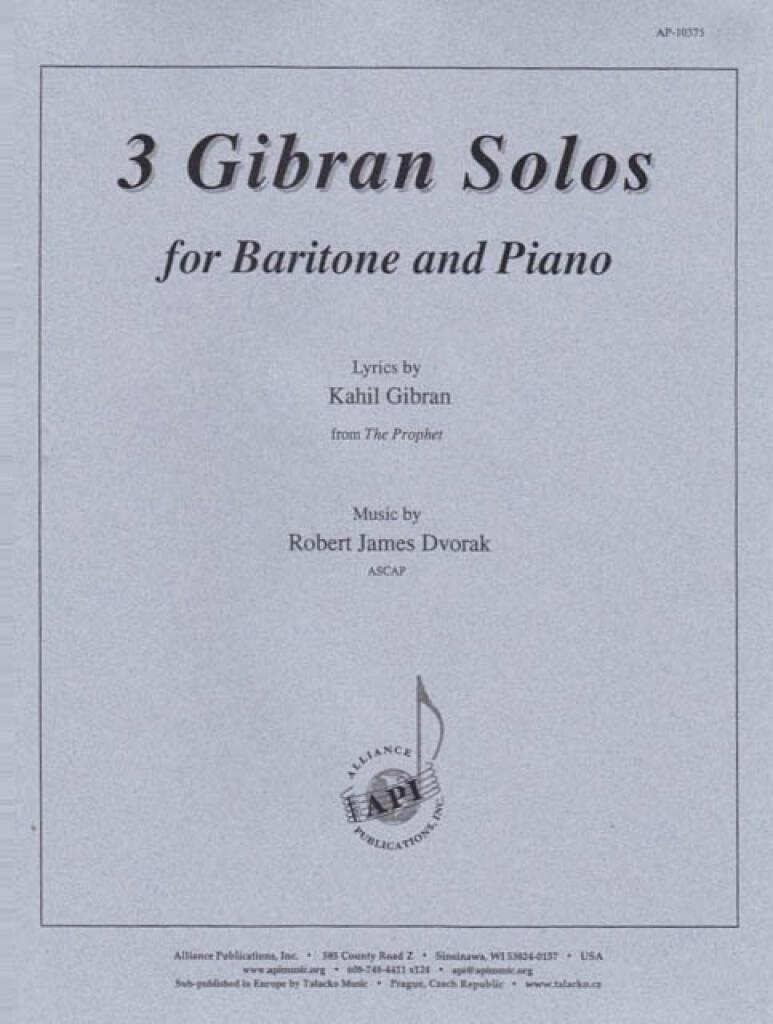 Three Gibran Baritone Solos - Voc Solo-pno
