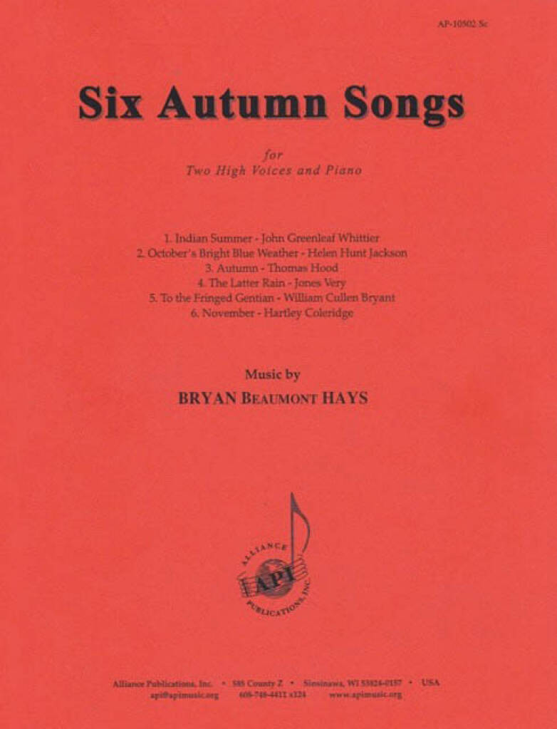 Six Autumn Songs - Voc Duets-pno