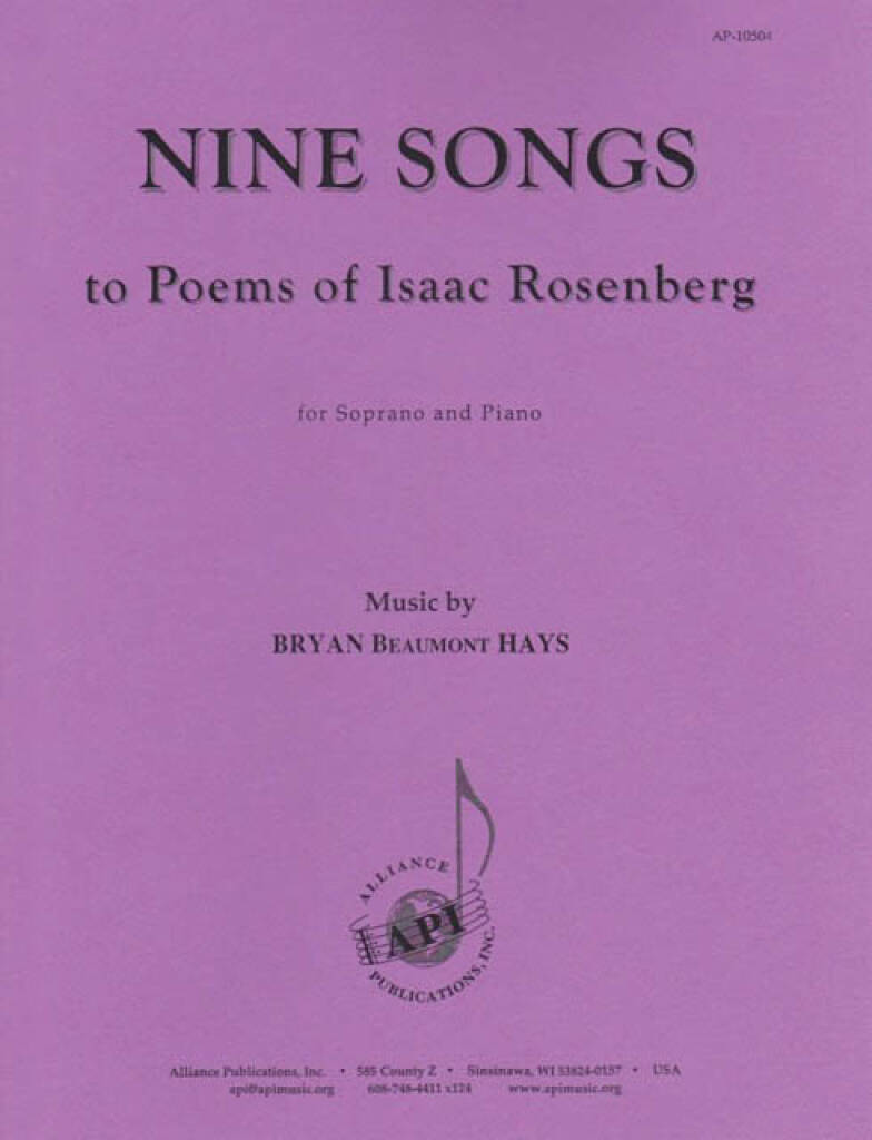 Nine Songs To Poems Of Isaac Rosenberg - H Voc-pno