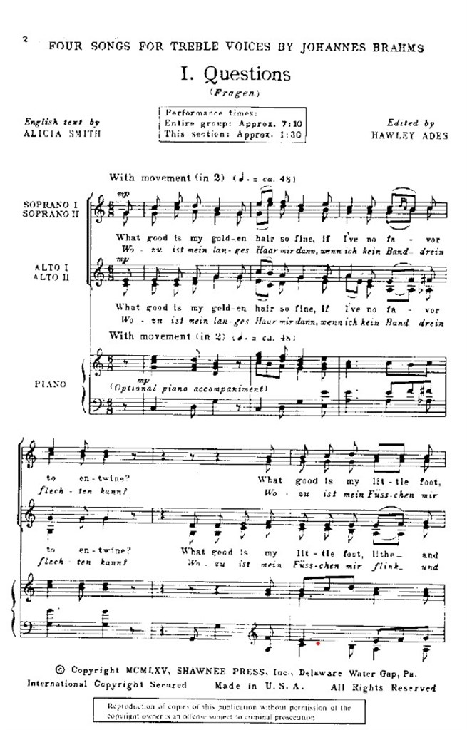 Four Songs for Treble Voices