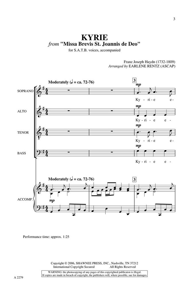 Kyrie (from Missa Brevis Sancti Joannis de Deo)
