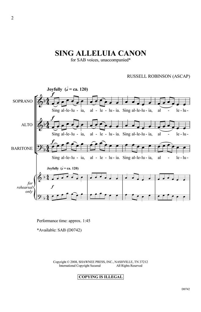 Sing Alleluia Canon