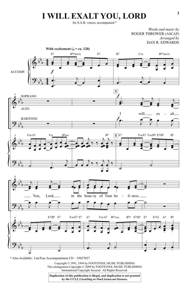 I Will Exalt You, Lord